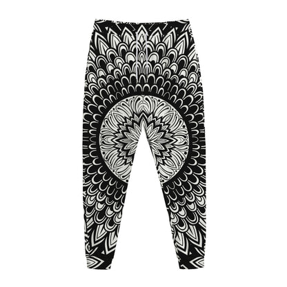 Black And White Mandala Print Jogger Pants