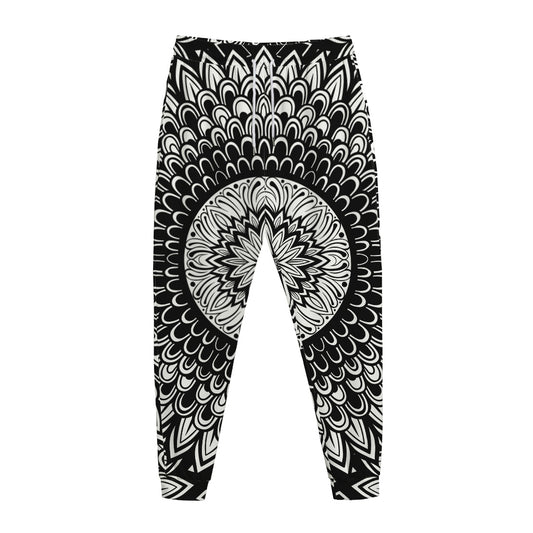 Black And White Mandala Print Jogger Pants
