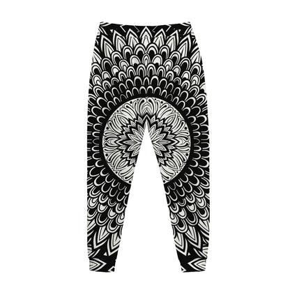 Black And White Mandala Print Jogger Pants