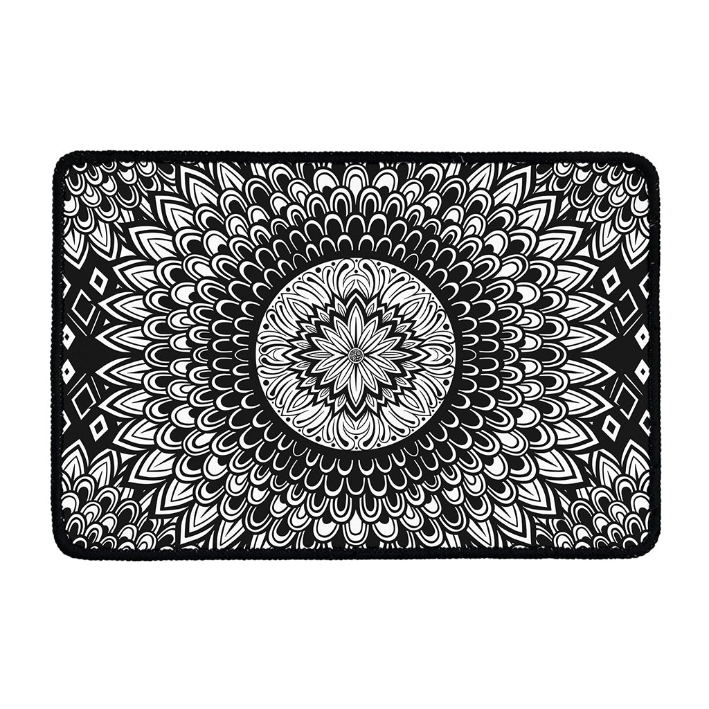 Black And White Mandala Print Kitchen Mat