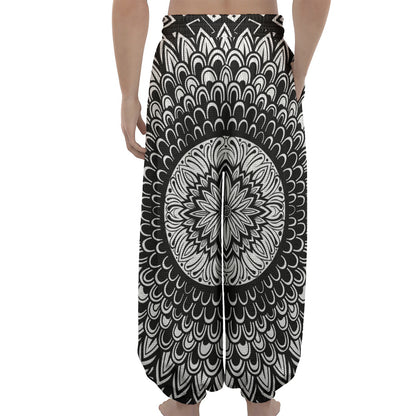 Black And White Mandala Print Lantern Pants
