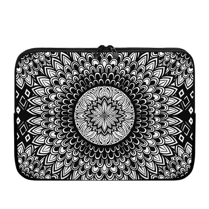 Black And White Mandala Print Laptop Sleeve