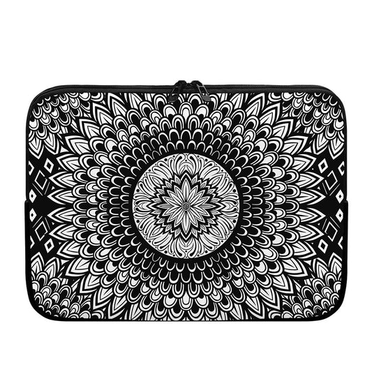 Black And White Mandala Print Laptop Sleeve