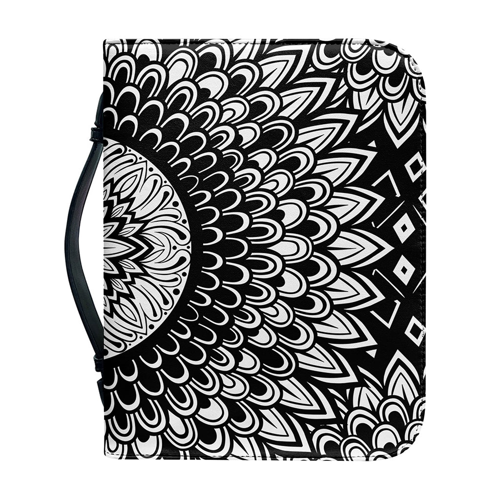 Black And White Mandala Print Leather Bible Cover