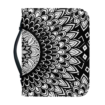 Black And White Mandala Print Leather Bible Cover