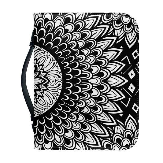 Black And White Mandala Print Leather Bible Cover