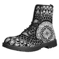 Black And White Mandala Print Lace-Up Boots