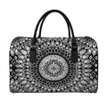 Black And White Mandala Print Leather Duffel Bag