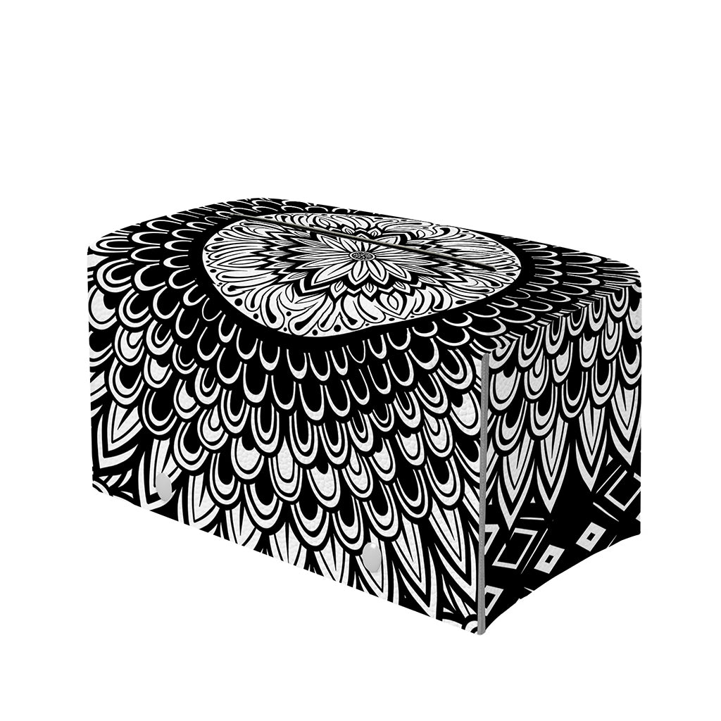 Black And White Mandala Print Leather Tissue Box Cover