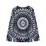 Black And White Mandala Print Long Sleeve Short Coat