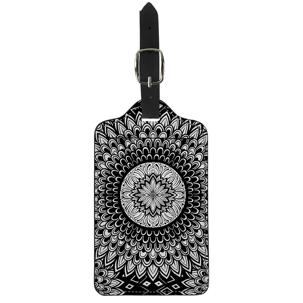 Black And White Mandala Print Luggage Tag