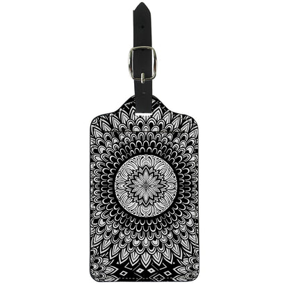 Black And White Mandala Print Luggage Tag