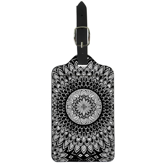 Black And White Mandala Print Luggage Tag