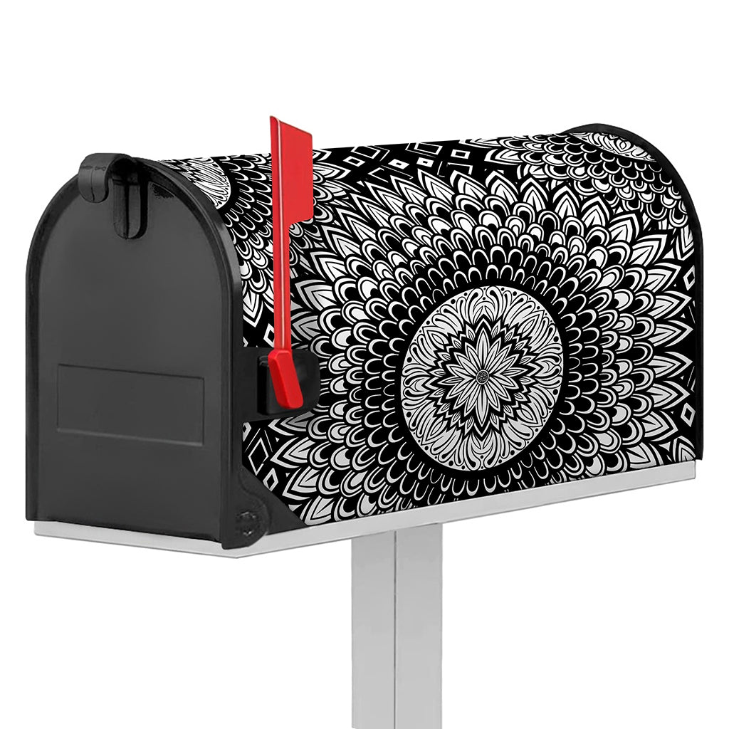 Black And White Mandala Print Mailbox Cover