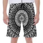Black And White Mandala Print Men's Beach Shorts