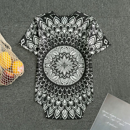 Black And White Mandala Print Men's Bodysuit