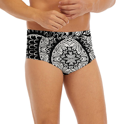 Black And White Mandala Print Men's Briefs
