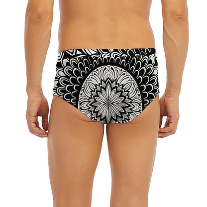 Black And White Mandala Print Men's Briefs