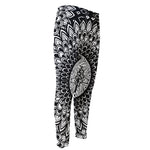 Black And White Mandala Print Men's Compression Pants