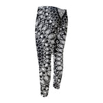 Black And White Mandala Print Men's Compression Pants