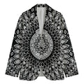 Black And White Mandala Print Men's Cotton Blazer