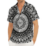 Black And White Mandala Print Men's Deep V-Neck Shirt