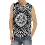 Black And White Mandala Print Men's Fitness Tank Top