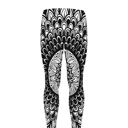 Black And White Mandala Print Men's leggings