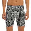 Black And White Mandala Print Men's Long Boxer Briefs