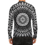 Black And White Mandala Print Men's Long Sleeve Rash Guard