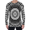 Black And White Mandala Print Men's Long Sleeve T-Shirt
