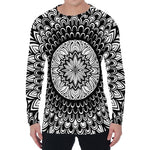 Black And White Mandala Print Men's Long Sleeve T-Shirt