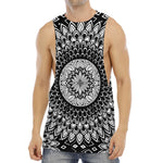 Black And White Mandala Print Men's Muscle Tank Top
