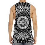 Black And White Mandala Print Men's Muscle Tank Top