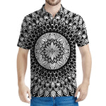 Black And White Mandala Print Men's Polo Shirt