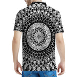 Black And White Mandala Print Men's Polo Shirt