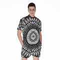 Black And White Mandala Print Men's Romper