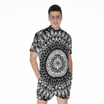 Black And White Mandala Print Men's Rompers