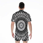 Black And White Mandala Print Men's Rompers