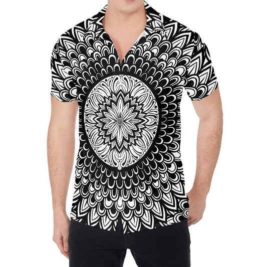 Black And White Mandala Print Men's Shirt