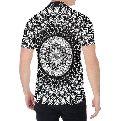 Black And White Mandala Print Men's Shirt