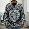 Black And White Mandala Print Men's Shirt Jacket