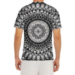 Black And White Mandala Print Men's Short Sleeve Rash Guard
