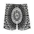 Black And White Mandala Print Men's Athletic Shorts