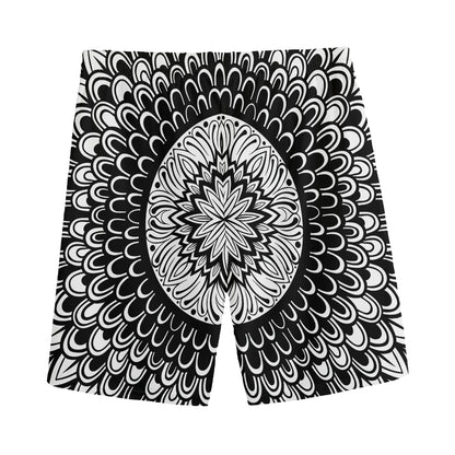 Black And White Mandala Print Men's Sports Shorts