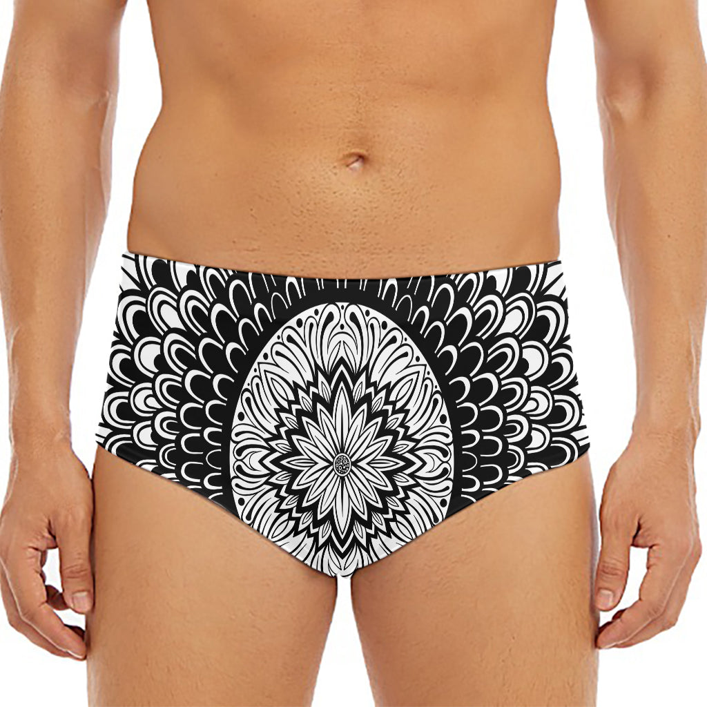 Black And White Mandala Print Men's Triangle Swim Briefs