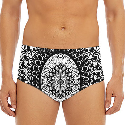 Black And White Mandala Print Men's Triangle Swim Briefs