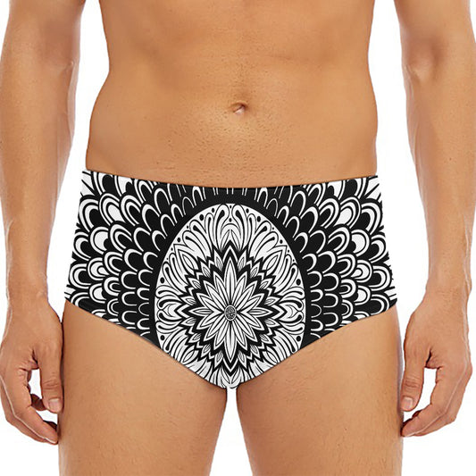 Black And White Mandala Print Men's Triangle Swim Briefs