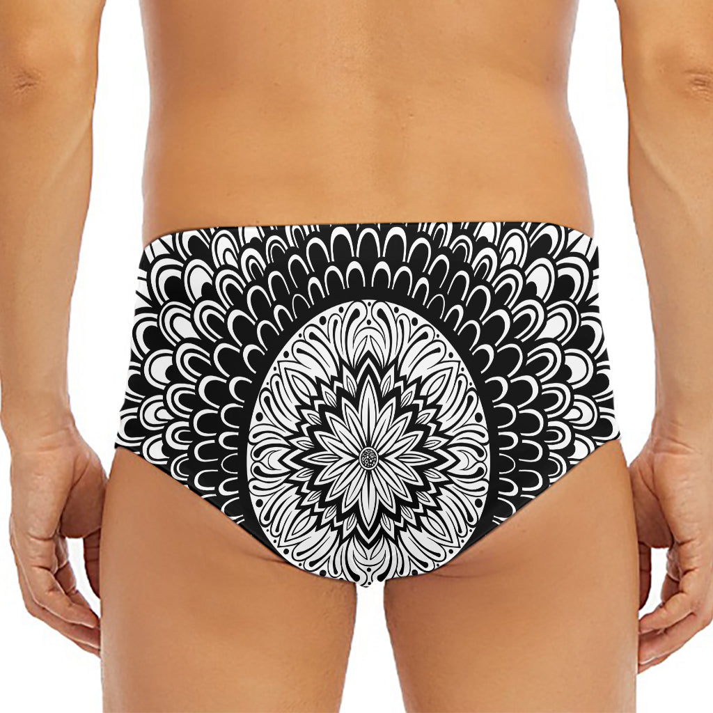 Black And White Mandala Print Men's Triangle Swim Briefs