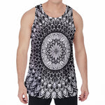 Black And White Mandala Print Men's Velvet Tank Top
